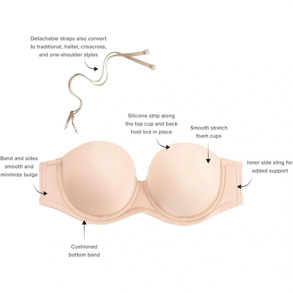 Wacoal Tan Seamless Strapless Bra with Sweetheart Neckline - Picture 9 of 16